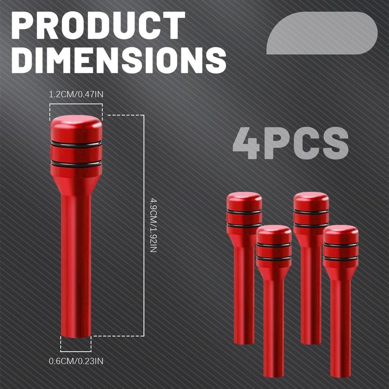 HEVLE 4PCS Car Door Lock Knobs, Vehicle Door Lift Bolt, Aluminum Alloy Doors Lock Cover Decor, 0.47" x 1.93" Automotive Door Lock Switches, Universal Car Accessories Safety Door Lock Pin (Red) - Image 2
